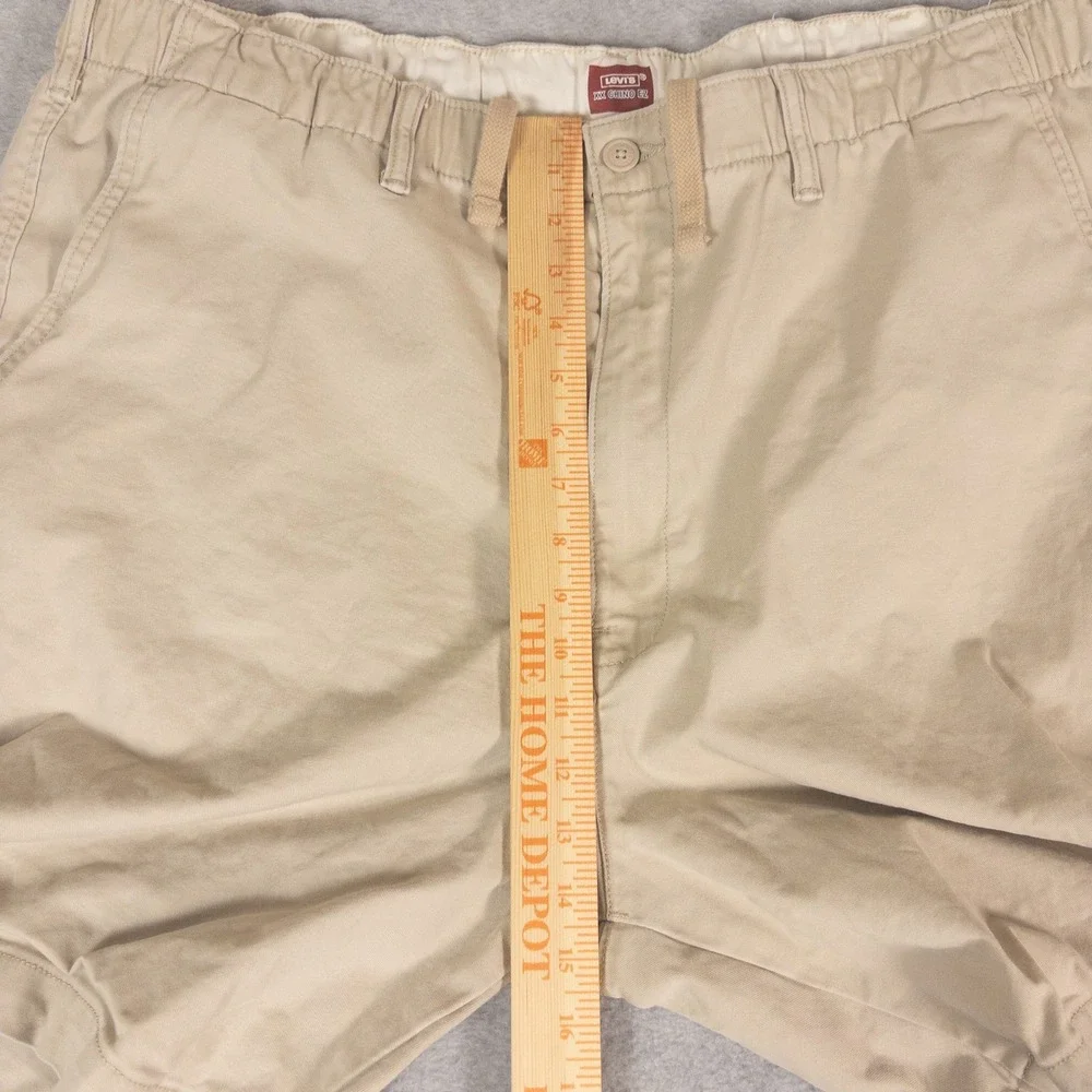 Levis XX Chino EZ Shorts Mens XXL Tan Khaki Elastic Waist Relaxed Fit Cotton